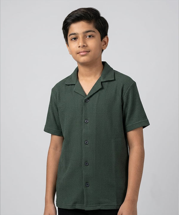 HR clothing Kids Half Sleeves Shirt - D-Green BSH-0116
