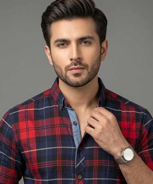 Men's Casual Shirt - Shc-1488 Red Chk