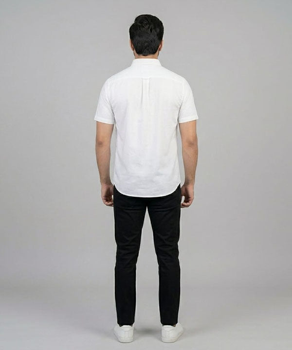 Men's Casual White Half Sleves Shc-1846