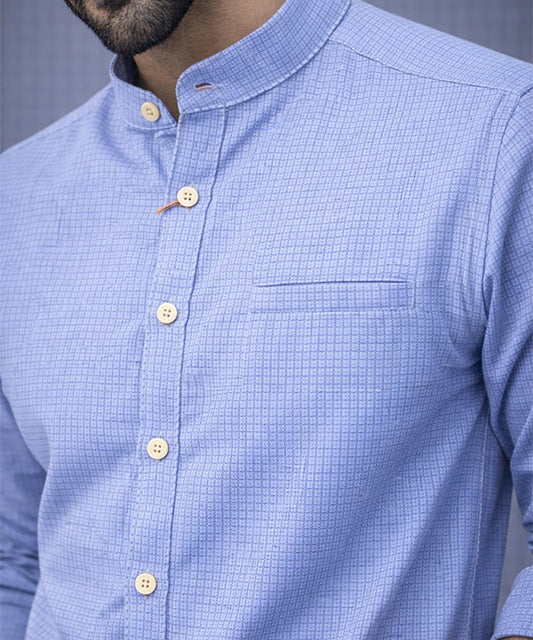 Men's Casual Shirt - Shc-1385 Texture Blue