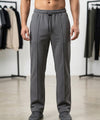 Waffle Knit Elastic Waist Trousers - D grey Lwr-0694