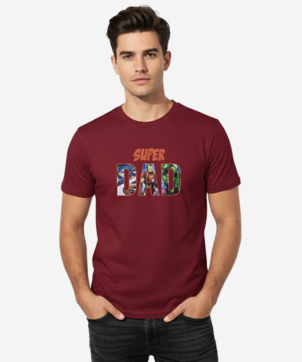 HR Clothing Men’s Super Dad Printed T-Shirt – Maroon TSH-5921