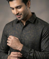 Men's Casual Shirt - Texture Black Shc-1972 Strech Fabric (ORG)