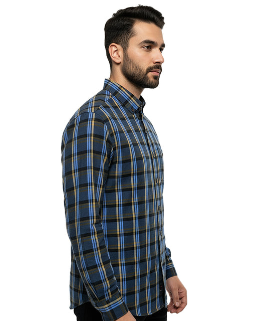 Men's Casual Checkered Shirt - Shc-1702 Blue Chk