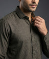 Men's Casual Shirt - Texture Black Shc-1971 Strech Fabric (ORG)