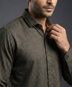 Men's Casual Shirt - Texture Black Shc-1971 Strech Fabric (ORG)