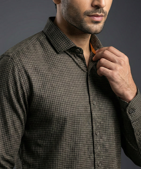 Men's Casual Shirt - Texture Black Shc-1971 Strech Fabric (ORG)