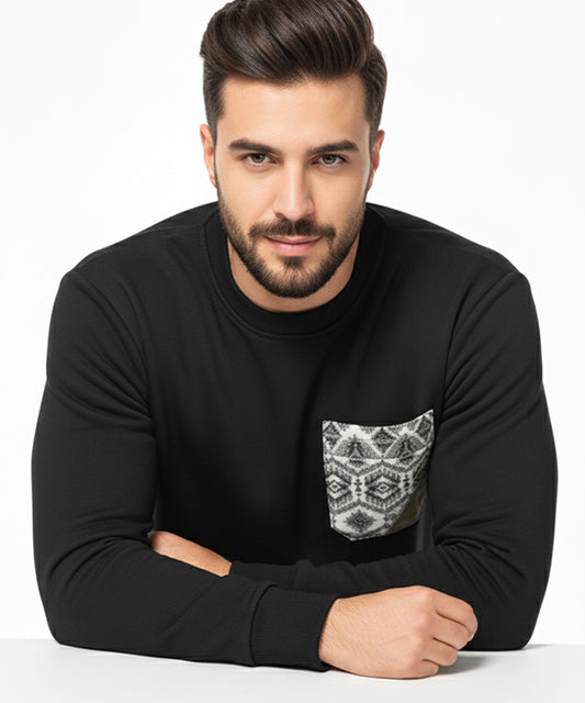 Men's Sweat Shirt - Black Tsh-5977