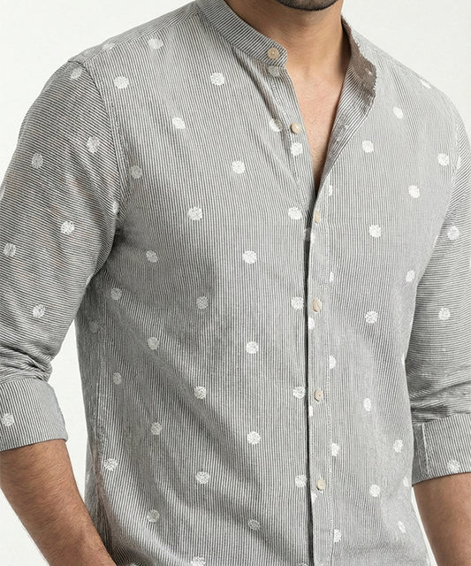Men's Casual Shirt - Shc-1460 Black Stripe