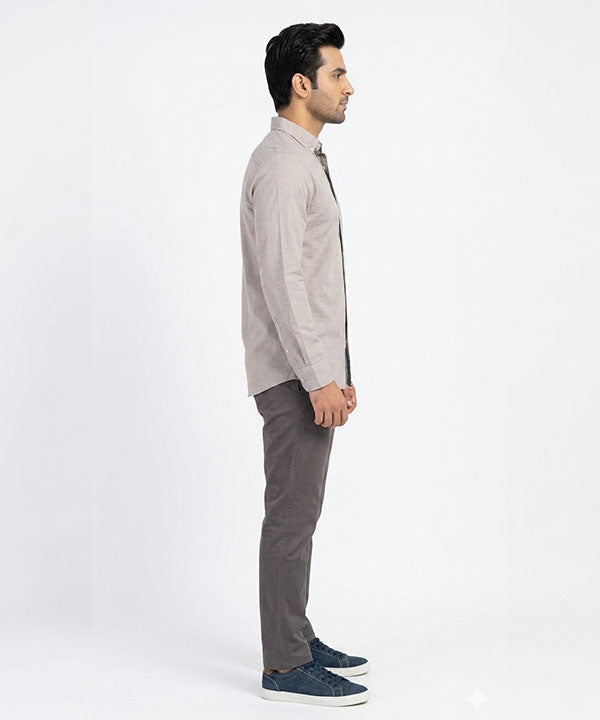 Men's Casual Shirt - L Grey Stripe Shc-1619 ORG