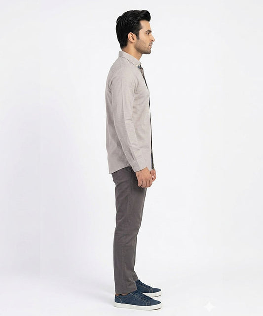Men's Casual Shirt - L Grey Stripe Shc-1619 ORG