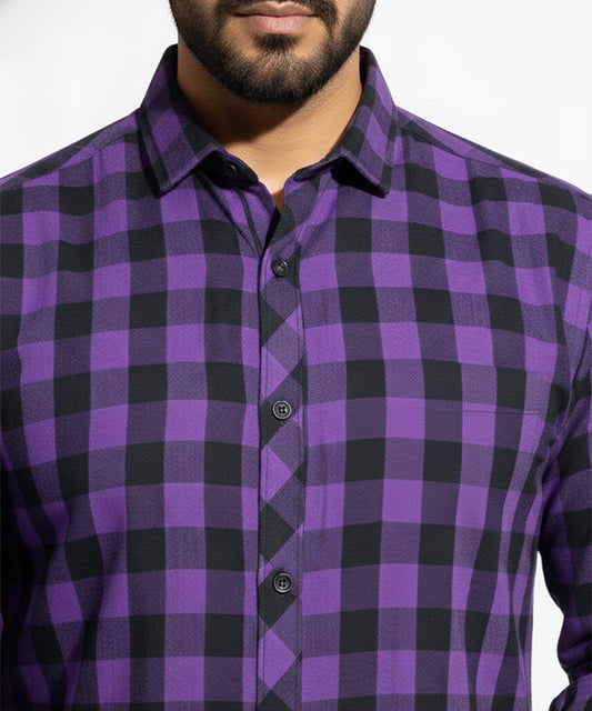 Men's Casual Shirt - Shc-0593 Purple Chk