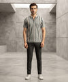 MEN'S T-SHIRT COLLAR GREY STRIPE Old Money TSH-7161