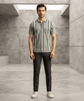MEN'S T-SHIRT COLLAR GREY STRIPE Old Money TSH-7161