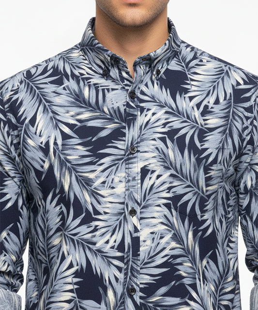 Men's Casual Shirt - Shc-1028 Blue Floral