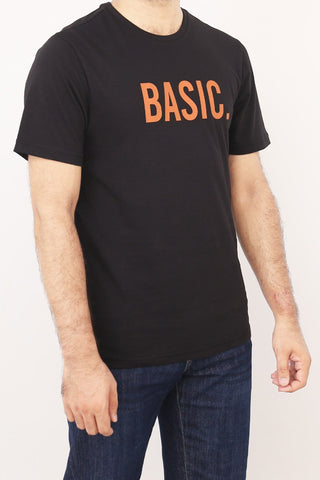 Crew Neck Basic Printed Tee Tsh-5249 Black