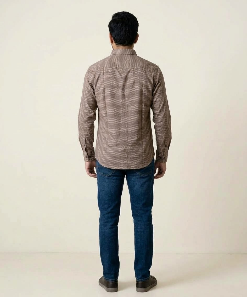 Men's Casual Shirt - Brown-Dotted Shc-1717 (ORG-H)