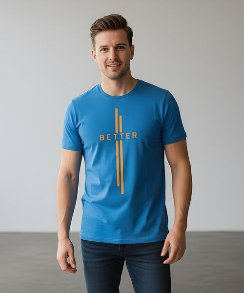 HR Clothing Men’s Printed T-Shirt – Light Blue TSH-5685