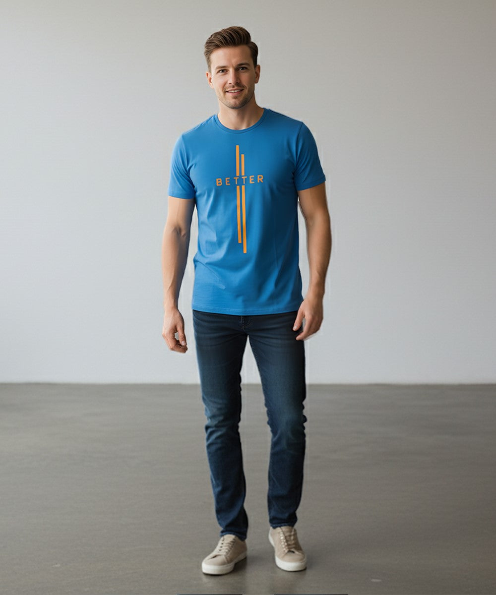 HR Clothing Men’s Printed T-Shirt – Light Blue TSH-5685