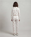 Women's Longline Collared Shirt White Printed LSH-0105