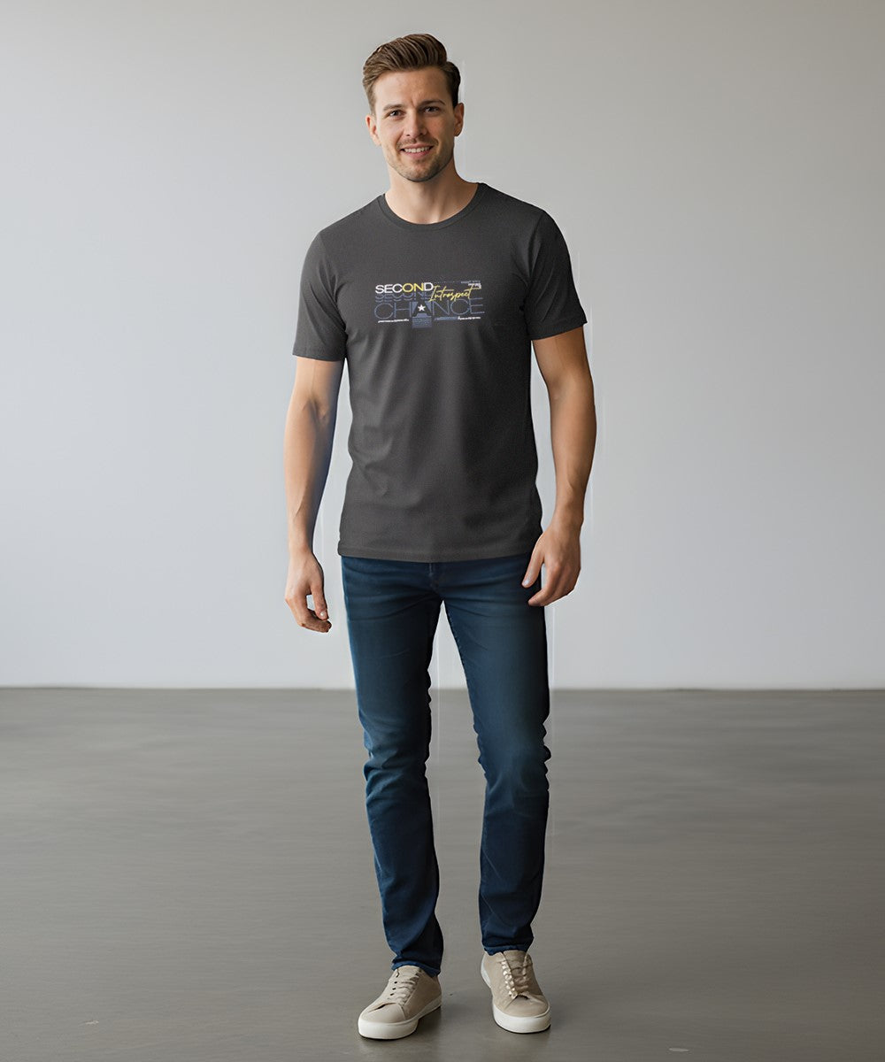 HR Clothing Men’s Printed T-Shirt – Grey TSH-5880