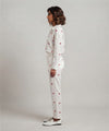 Women's Longline Collared Shirt White Printed LSH-0105