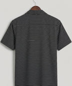 Men’s Pinstripe Drawstring Half Sleeves Shirt– Relaxed Fit - SHC-3067 Black stripe