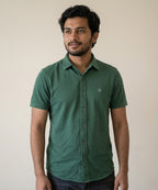Men's Casual Green Half Sleeves Shirt Shc-2071