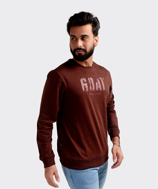 HR Clothing Men's Full Sleeves T-Shirt - Brown Goat