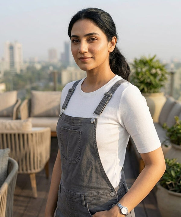 HR Clothing Women's Denim Rompers – Grey - DG-0009