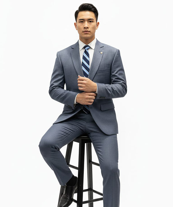 Formal Suit Gst-0124 Silver Grey 2 Button