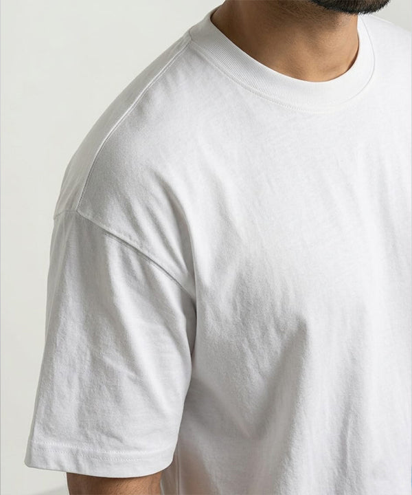 HR Clothing Men's White Drop Shoulder T-Shirt - TSH-7208