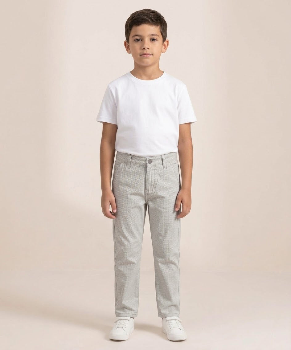 Kids Cotton Texture-White Chino Pant - Bcp-0052