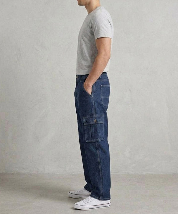 Men's Baggy 6 Pocket Denim- Jp-2246 N-Blue