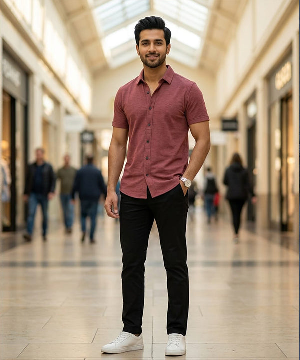Men's Maroon Casual Half Sleeve Shirt – SHC-2028