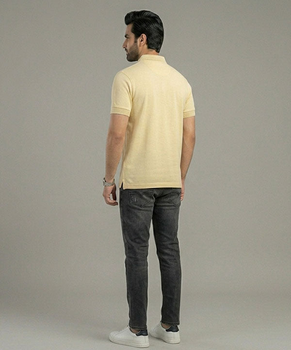 Premium Ribbed Collar Polo T-Shirt Fawn TSH-7162