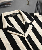 Men's Casual Shirt Half Sleeves - SHC-3069 Black Stripe ( ORG )