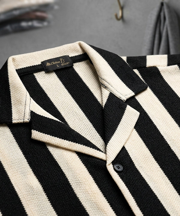 Men's Casual Shirt Half Sleeves - SHC-3069 Black Stripe ( ORG )