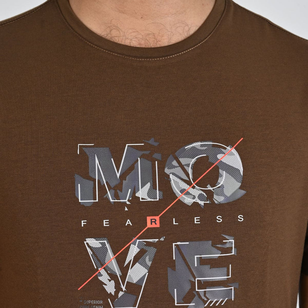 HR clothing Mens Printed T-Shirt - Brown TSH-5351