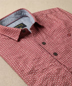 Men's Casual Shirt - Maroon-Dotted Shc-1717 (ORG-H)