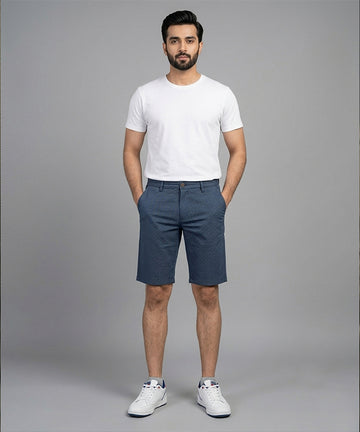 Men’s Summer Cotton Navy Dotted Shorts- BR-0105
