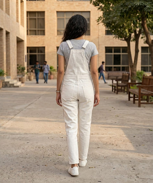 HR Clothing Women's Denim Rompers – White - DG-0008