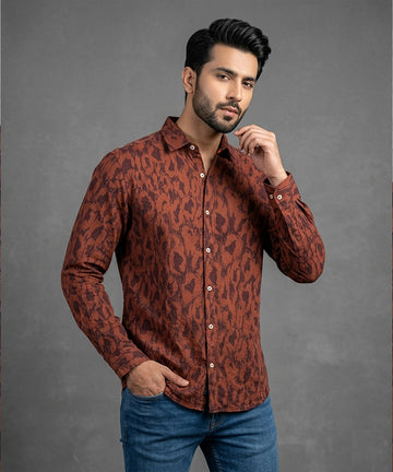 Men's Casual Shirt - Shc-1974 Printed Maroon (ORG)