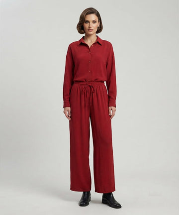 Women's Maroon Relaxed Fit Co-Ord Set LTP-0030