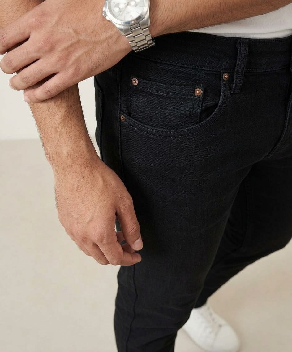 Men's Denim Slim Fit Jeans- Black JP-1812