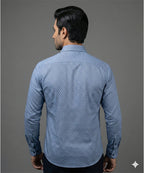 Men's Dress Shirt - Texture Blue Dsh-0289