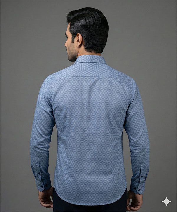 Men's Dress Shirt - Texture Blue Dsh-0289