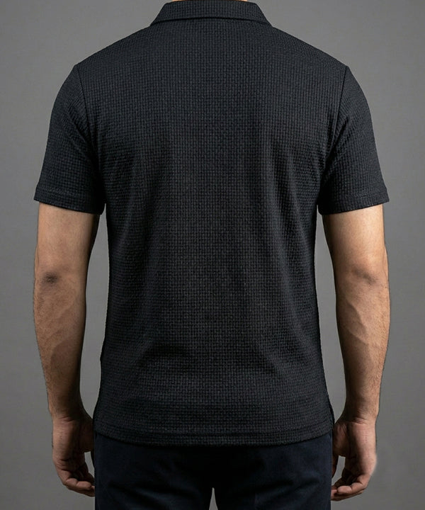 Men's T-Shirt Collar Black Zip Style Tsh-7020