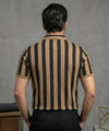 MEN'S T-SHIRT COLLAR BROWN STRIPE TSH-7160
