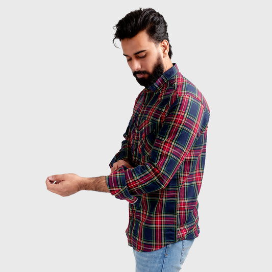 HR Clothing Men's Casual Checkered Shirt - Multi